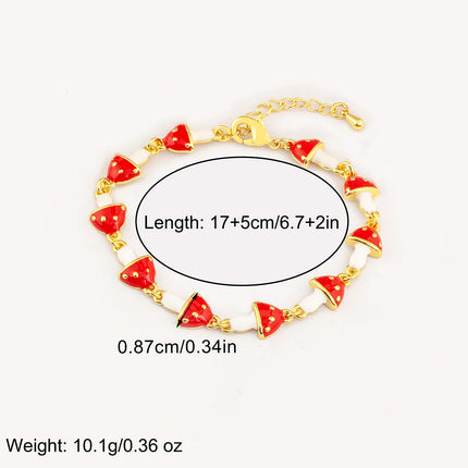 Nidin Fashion Sweet Strawberry/Mushroom/Cherry Drip Oil Delicate Bracelets For Women Girl Elegant Aesthetic Jewelry Accessories
