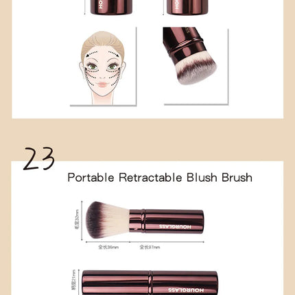 Hourglass Makeup Brush All Kinds Eyeshadow Foundation Concealer Powder Bronzer Blusher Eyeliner Retractable Professional Brushes