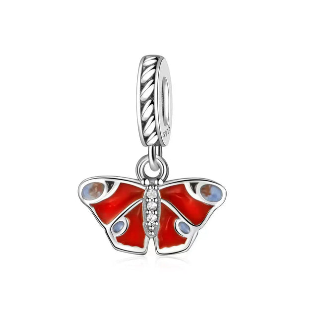 Red Series 925 Sterling Silver Camera Apple Heart-Shaped Koi Firecracker God Wealth Charm Fit DIY Bracelet Necklace Party Gifts