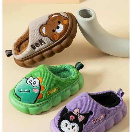 Autumn Winter Children Cotton Slippers Boys Toddler Indoor Anti Slip Warm Home Slipper Kids Girls Baby Cute Cartoon Plush Shoes