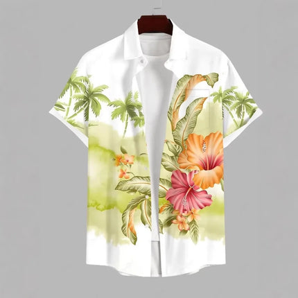 Fashion Men's Hawaiian Shirts 3D Printed Short Sleeved Button Down Lapel Shirts Oversized Tops Summer Casual Aloha Shirt For Men