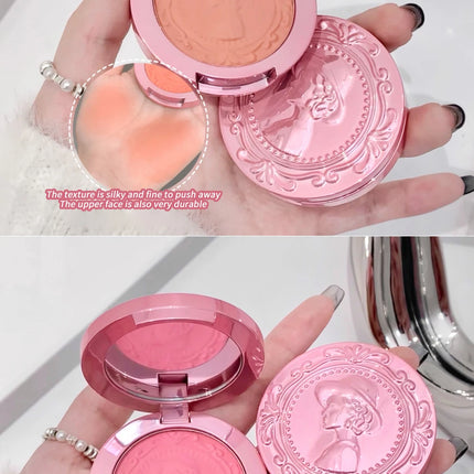 3D Embossed Girl's Blush Press Powder Nude Natural Matte Orange Brown Face Check Contouring Blusher Rouge Makeup Blush Palette