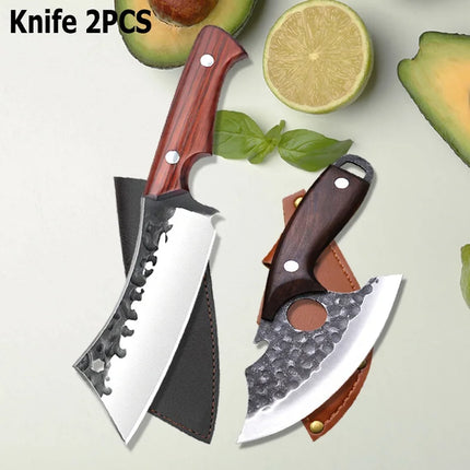 WXCOO High Carbon Hand forged Butcher Knives Stainless Steel BBQ Meat Cutting Kitchen Knife Multifucntional Cooking Chef Knife