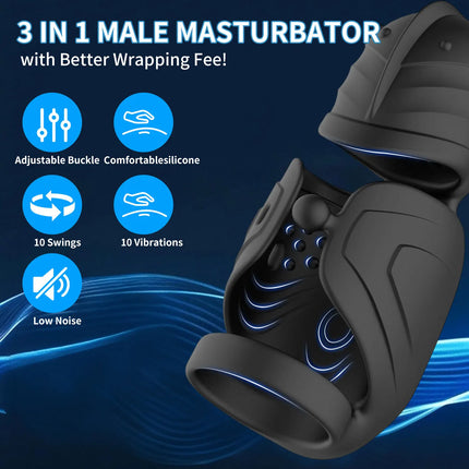 Male Sex Toy Penis Vibrator Male Masturbator Adult Toys for Men Penis Trainer 360° Swing Glans Training APP Control Cock Ring