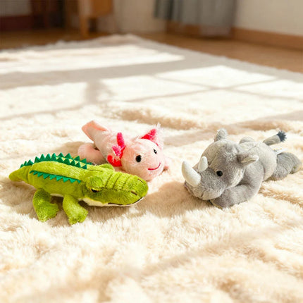 Adorable Laid-Back Animal Plush Toys - Crocodile Axolotl Rhinoceros Fennec Fox Soft Stuffed Toys for Girl Boy Zoo Souvenirs