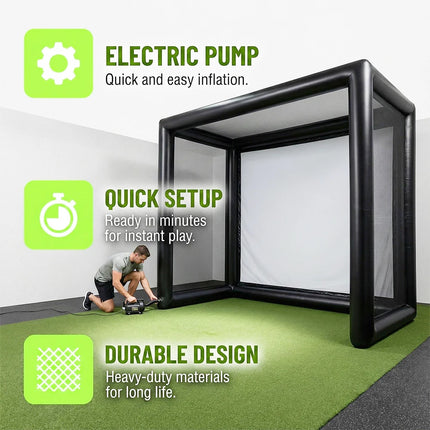 Newly Portable Inflatable Golf Simulator Enclosure Indoor/Outdoor Golf Practice Swing Tent with Projection Screen for Training