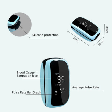 Rechargeable Medical Oximeter Strap Lanyard Fingertip Pulse Oximeter Blood Oxygen Saturation Monitor Digital LED Display Child