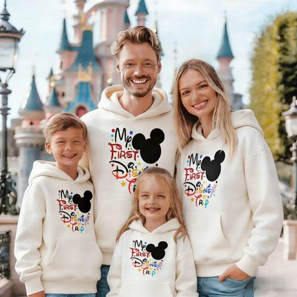 2026 Spring Mickey Pattern Pure Cotton Hoodie Parent-child Suit Unisex Cute Keep Warm High Quality CausalFamily Cotton Hoodie