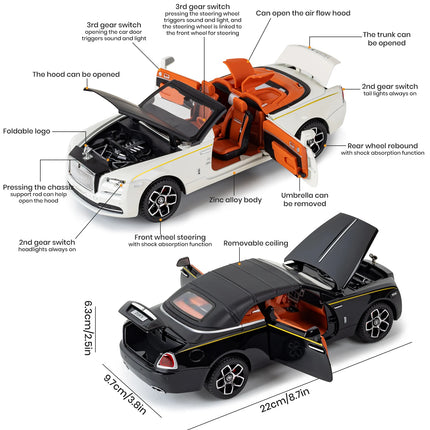 1:24 Simulated Rolls-Royce Shadow Alloy Car Model Sound And Light Pull-Back Toy Car Sports Car Boys Collection Ornaments Gift