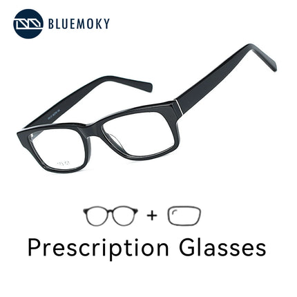 BLUEMOKY Refined Full-Frame Rectangular Prescription Glasses, Handcrafted Acetate Progressive Optical Eyewear for Men and Women