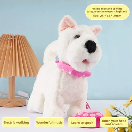 Fashion Simulated Puppy Doll Interactive Walking Simulated Puppy Tail Wagging Barking Walking Dog Toy for Indoor and Outdoor Use