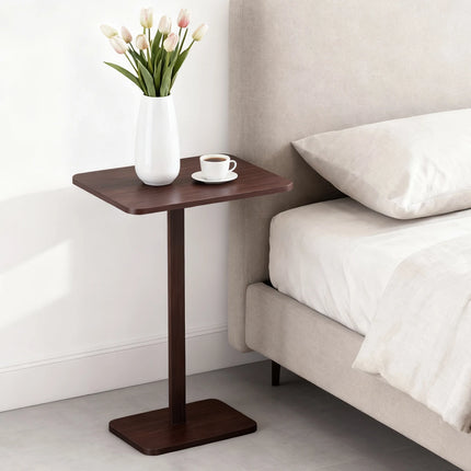Minimalist C-Shaped End Table，Lightweight Sofa Bed Tray，Rustic Brown for Small Living Room TV Snack