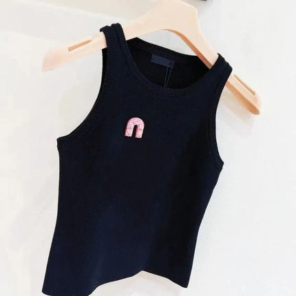 2025 Spring/Summer New Women's Heavy Industry Crystal Diamond Decorative Slim Sleeveless Tank Top
