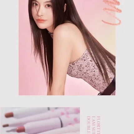 FLORTTE Dual-ended Lip Liner Pencil Natural Matte Cute Animals Nude Lipstick Pen Long Lasting Lip Gloss Korean Cosmetic Make Up