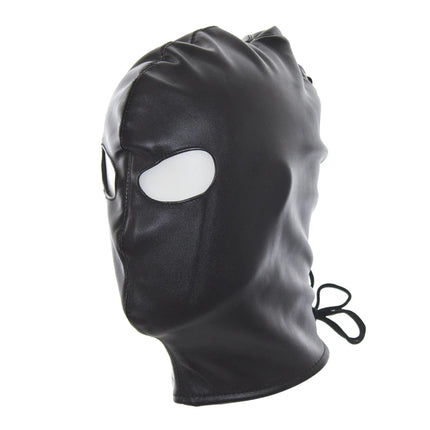 PU Leather Bondage Mask Full Head Hood Blindfold BDSM Fetish Roleplay Slave Harness Sexy Adult Sex Toys for Women Men Couples