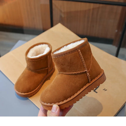 Children Snow Boots Leisure Thick Fur Platform Winter Kids Short Boot Four Colors Slip-on Unisex Concise Style Boys Girls Shoes