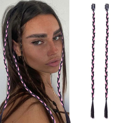 2pcs 18"Long Synthetic Clip-In Box Braid Hairpiece Extension, Boho Hairstyle, High-Temperature Fiber Daily Costume Party K-POP