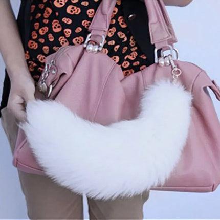 40cm Large Fox Tail Keychain Soft Fluffy Fur Pom Pom Key Chain for Women Handbag Pendant Fashion Plush Animal Tail Keyring