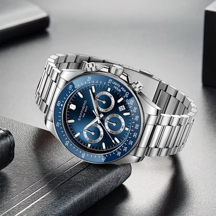 SAPPHERO Fashionable Men's Watch Date Display 5ATM Waterproof Watch Stainless Steel Watch Strap Men's Gift Watch For Men