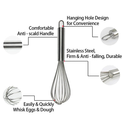 Stainless Steel Mini Whisk Kitchen Cuisine Manual Egg Beater Whisks and Mixer 6 Wire Manual Frother Mini Whip