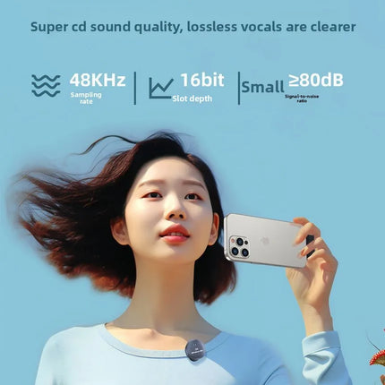 Q8 Wireless Lavalier Microphone 3-in-1 Interface for Live Streaming Noise Reduction Camera Vlog Content Creation
