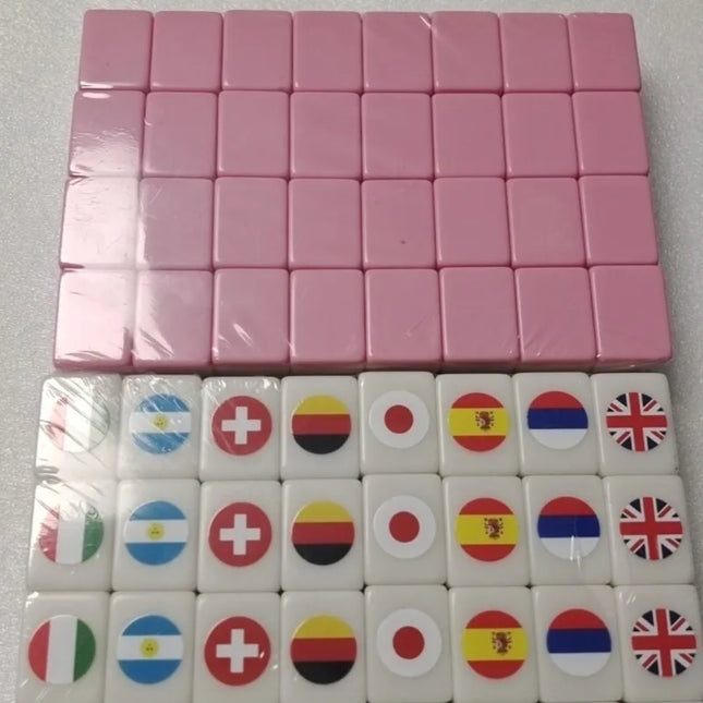 Hot Tiktok 64 Blocks Seaside Escape Mahjong With Flag Pattern Two Players Party Game Funny Parent-Child Toy For Kids Gift