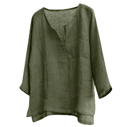 New Men's Summer Spring Long Sleeve Loose Solid Color Casual Long Sleeve Cool V-neck Shirt Tops Size S-5XL