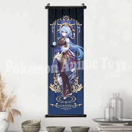 Genshin Impact Poster Anime Hot Games Wall Artwork Hutao Klee Vendi Canvas Painting Print Hanging Scroll Home Decoration Gift