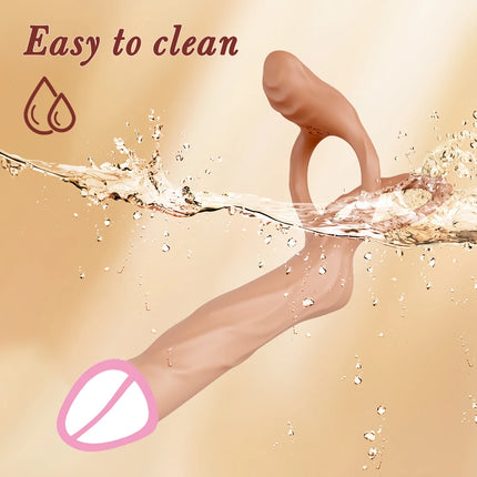 Remote Controlled Double Penetration Vibrator for Couple Anal Plug Vibrator with Penis Cock Ring Adult Sex Toys for Men Women