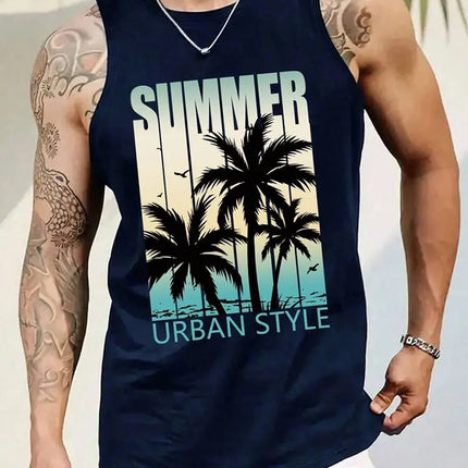 Summer Daily Casual Men's Sleeveless T-shirt Hawaiian Men's Tank Top Outdoor Beach Men's Tank Top Street Fashion Men's Tank Top