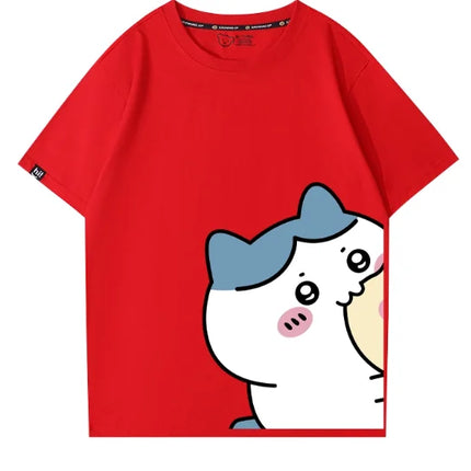 MINISO Cute Chiikawa Print Short Sleeve Women Men Loose Casual Everyday Wear T-shirt Stylish High-quality Tops Clothing