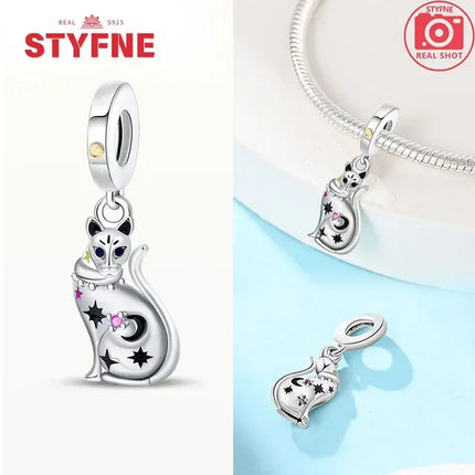 Silver 925 Gold Pyramid Mummy Double Charm Elephant Beads Fit Original Bracelet DIY Fine Jewelry Accessories for Women Gifts