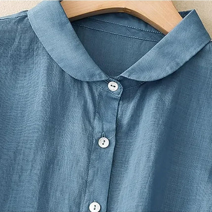 Plus Size Shirts 2025 Summer Women's Loose Lapel Elegant Short Sleeved Casual Ladies Blouses Button Up Fashion Comfortable Tops