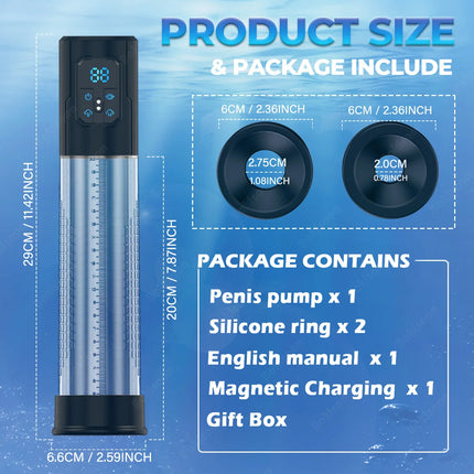 Electric Penis Pump IPX7 waterproof Adult Sex Toys Dick Enlarger for Men Erection Penis Extender Vacuum Pump Male Masturbator