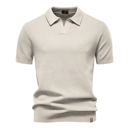 AIOPESON Men's Summer Breathable Polo Shirt Short Sleeve Solid Color Casual Polo Shirts for Men Lightweight Stretch Polo ﻿