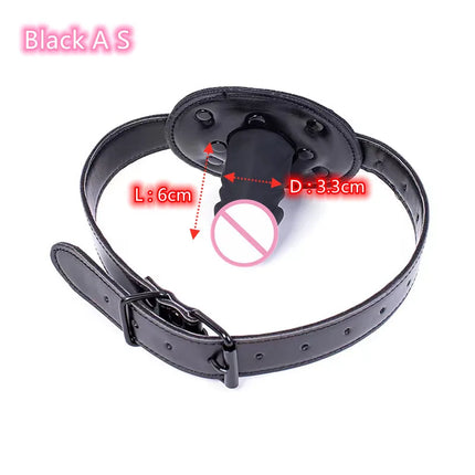 Fetish Bondage Sex Toys of Silicone Penis Plug with BDSM Slave Restraint Open Mouth Gag for Women Adult Game Intimate Goods