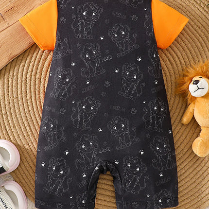 IURNXB Infant Cartoon LION BABY Romper Short Sleeve for Boys Overall One Piece Cute Newborn Outfit Summer 1-18M