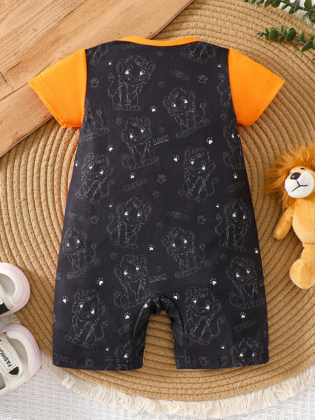 IURNXB Infant Cartoon LION BABY Romper Short Sleeve for Boys Overall One Piece Cute Newborn Outfit Summer 1-18M