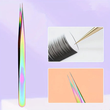 Three-piece Stainless Steel Tweezer Set - Unscented, Anti-static Precision Tweezers for Eyelash Extensions Beauty Tool