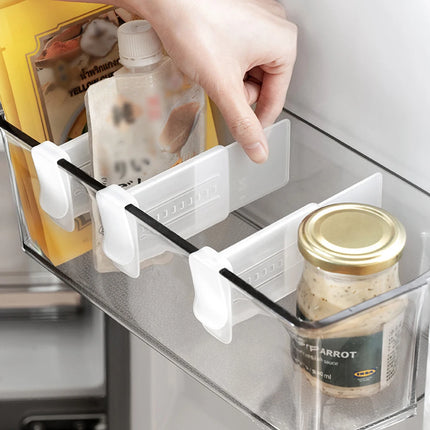4/8-Pack Transparent Refrigerator Dividers Retractable Side Door Storage Clips for Kitchen Food Bottle Organization Refrigerator