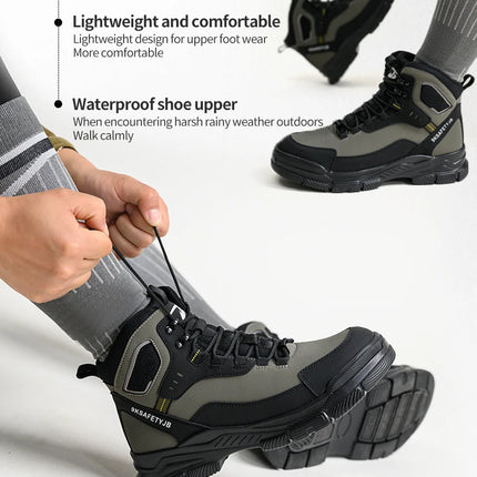 Man Safety Shoes Puncture-Proof Work Sneaker Waterproof Work Shoes Steel Toe Shoes Safety Boots Indestructible Shoes Lightweight