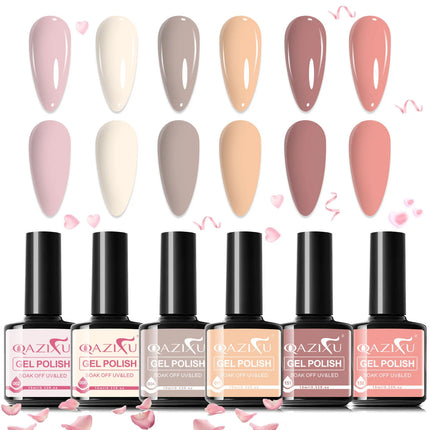 1/6Pcs Nude Collection Gel Nail Polish Set Soak Off UV LED Semi Permanent Nail Art Kit for French Manicure DIY Popular Color