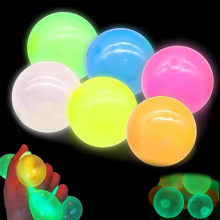 5/10Pcs Luminous Sticky Squeeze Balls Glow In Dark Wall Toss Toy Stress Relief Sensory Ornament