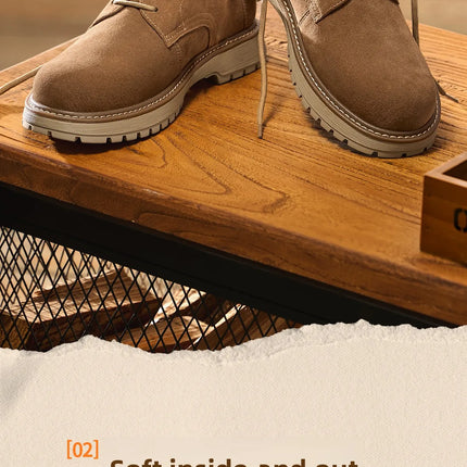 Golden Camel Men's Shoes 2026 New Business Casual Soft-Soled Leather Shoes High-Quality Non-slip Velvet Warm Work Shoe