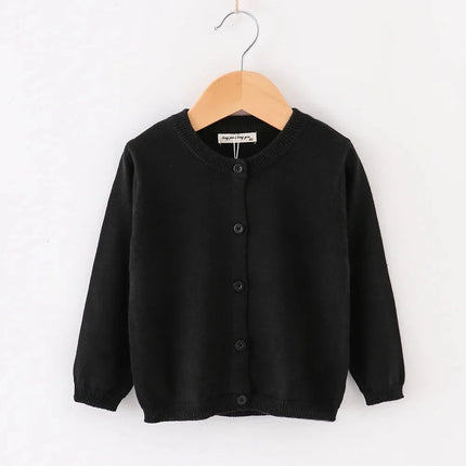 Kids Cardigans for Girls 90-140cm Sweater White Black Toddler Baby Boy Knitwear Jacket Spring Autumn Cotton Children Clothing