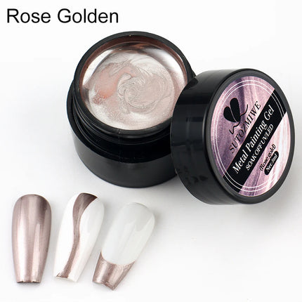 5ml Mirror Chrome Nail Painting Gel Polish, Gold Silver Metallic Drawing French Tips Spider Liner Gel Nail UV Gel Polish Varnish