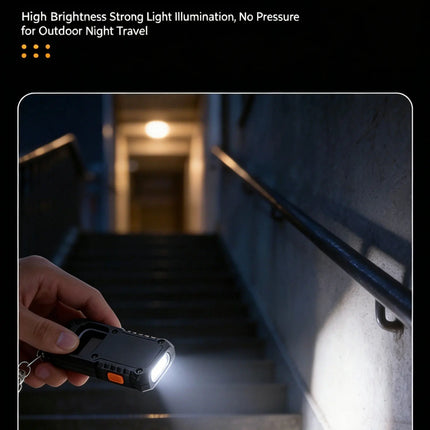 COB Keychain Light LED Flashlight USB-C Rechargeable Mini Handheld Flashlight Work Light with Bottle Opener for Outdoor Camping