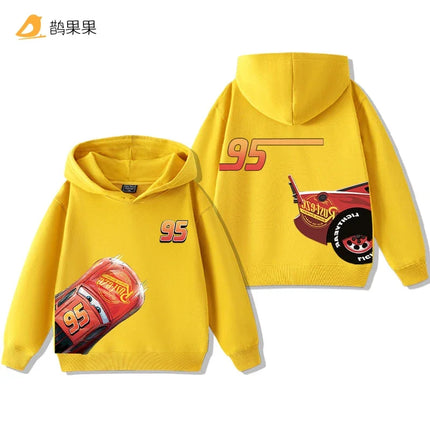 Cars Lightning McQueen Fun Printed Kids Boys Girls Hooded Sweatshirt Fall and Winter Casual Fashion Warm Student Hoodie