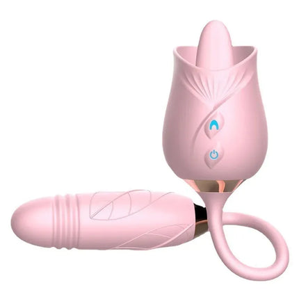 Rose Tongue Vibrator for Women Powerful Licking Clitoris Stimulation Telescopic Dildo Thrusting Licking Vagin Massager Sex Toys