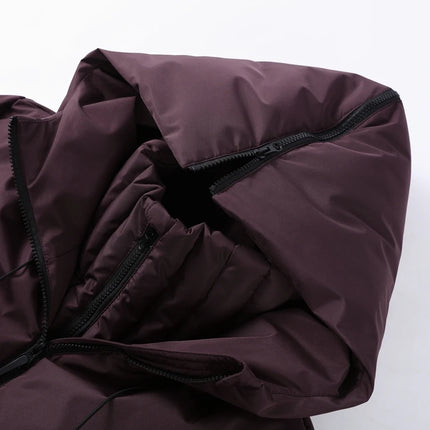 Women Peplum Ski Jackets Hooded Stand Collar Belt Waist Zipper Solid Puffer Jacket Fashion Sheath Warm Sport Winter 2025 Skiwear
